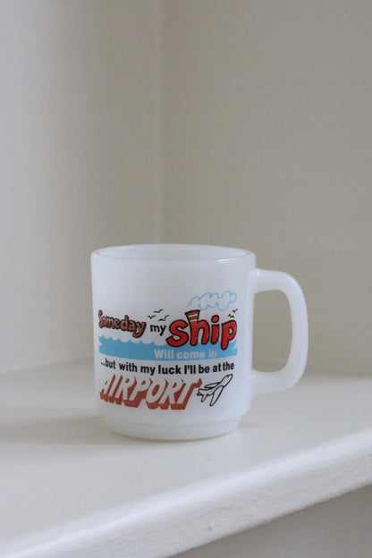 ‘Airport’ Milk Glass Mug