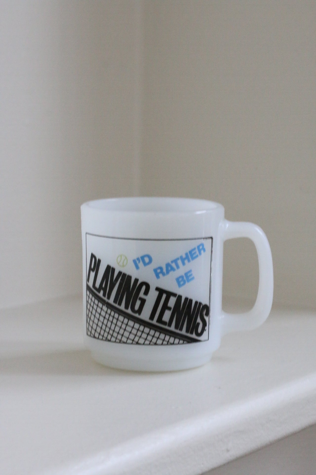 ‘Tennis’ Milk Glass Mug