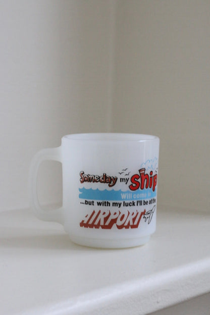 ‘Airport’ Milk Glass Mug