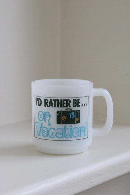 ‘Vacation’ Milk Glass Mug