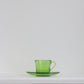 Vintage Duralex Green Glass Mug & Saucer Set